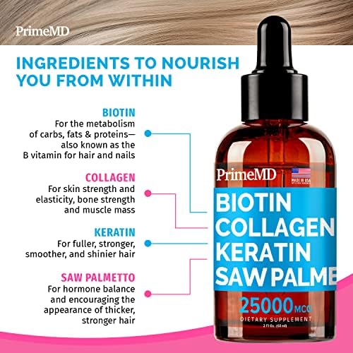 4 in 1 Liquid Biotin Collagen Keratin Saw Palmetto Drops  2 fl oz   1 Pack  & 5 in 1 Ceylon Cinnamon w Turmeric & Ginseng Root  120ct  Bundle   Hair  Skin  Nails  & Immune Support Supplement