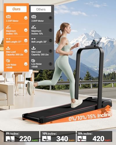 4 in 1 Walking Pad with 15  Incline  Portable Under Desk Treadmill  Foldable Treadmills for Home and Office  2 5 HP Quiet Walking Pad Treadmill with 300 LBS Capacity