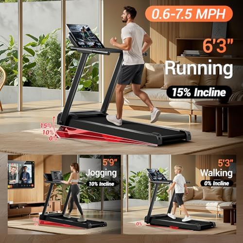 4 in 1 Walking Pad with 15  Incline  Portable Under Desk Treadmill  Foldable Treadmills for Home and Office  2 5 HP Quiet Walking Pad Treadmill with 300 LBS Capacity
