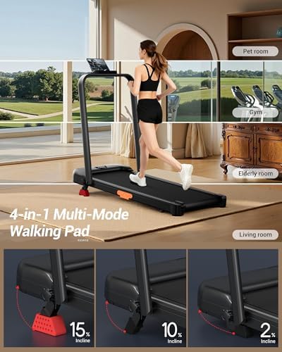 4 in 1 Walking Pad with 15  Incline  Portable Under Desk Treadmill  Foldable Treadmills for Home and Office  2 5 HP Quiet Walking Pad Treadmill with 300 LBS Capacity