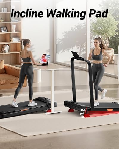 4 in 1 Walking Pad with 15  Incline  Portable Under Desk Treadmill  Foldable Treadmills for Home and Office  2 5 HP Quiet Walking Pad Treadmill with 300 LBS Capacity