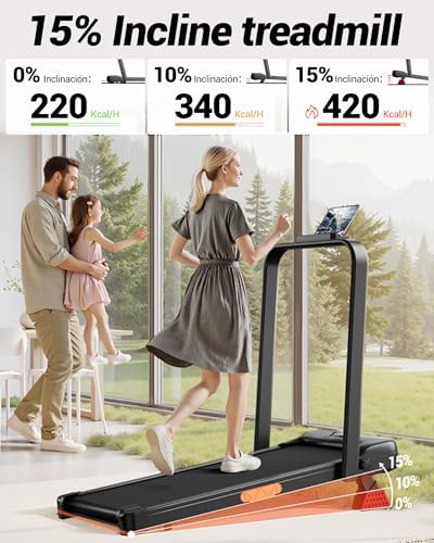 4 in 1 Walking Pad with 15  Incline  Portable Under Desk Treadmill  Foldable Treadmills for Home and Office  2 5 HP Quiet Walking Pad Treadmill with 300 LBS Capacity