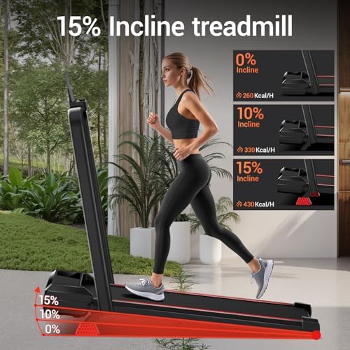 4 in 1 Walking Pad with 15  Incline  Portable Under Desk Treadmill  Foldable Treadmills for Home and Office  2 5 HP Quiet Walking Pad Treadmill with 300 LBS Capacity