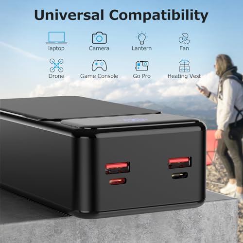 50000mah Power Bank 22 5W Fast Charging Portable Charger USB C with 4 Outputs & 2 Inputs LED Display Huge Capacity External Battery Pack for iPhone Samsung iPad etc