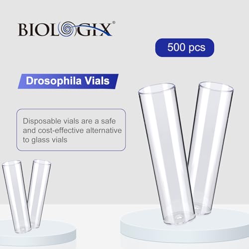 500Pcs Biologix Drosophila Vials with Trays  25 x 95mm Narrow Vials for Drosophila Culture  Disposable Small Vials Plastic for Observation   Polystyrene PS  Lab Vials  Racked Package