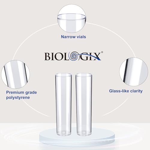 500Pcs Biologix Drosophila Vials with Trays  25 x 95mm Narrow Vials for Drosophila Culture  Disposable Small Vials Plastic for Observation   Polystyrene PS  Lab Vials  Racked Package