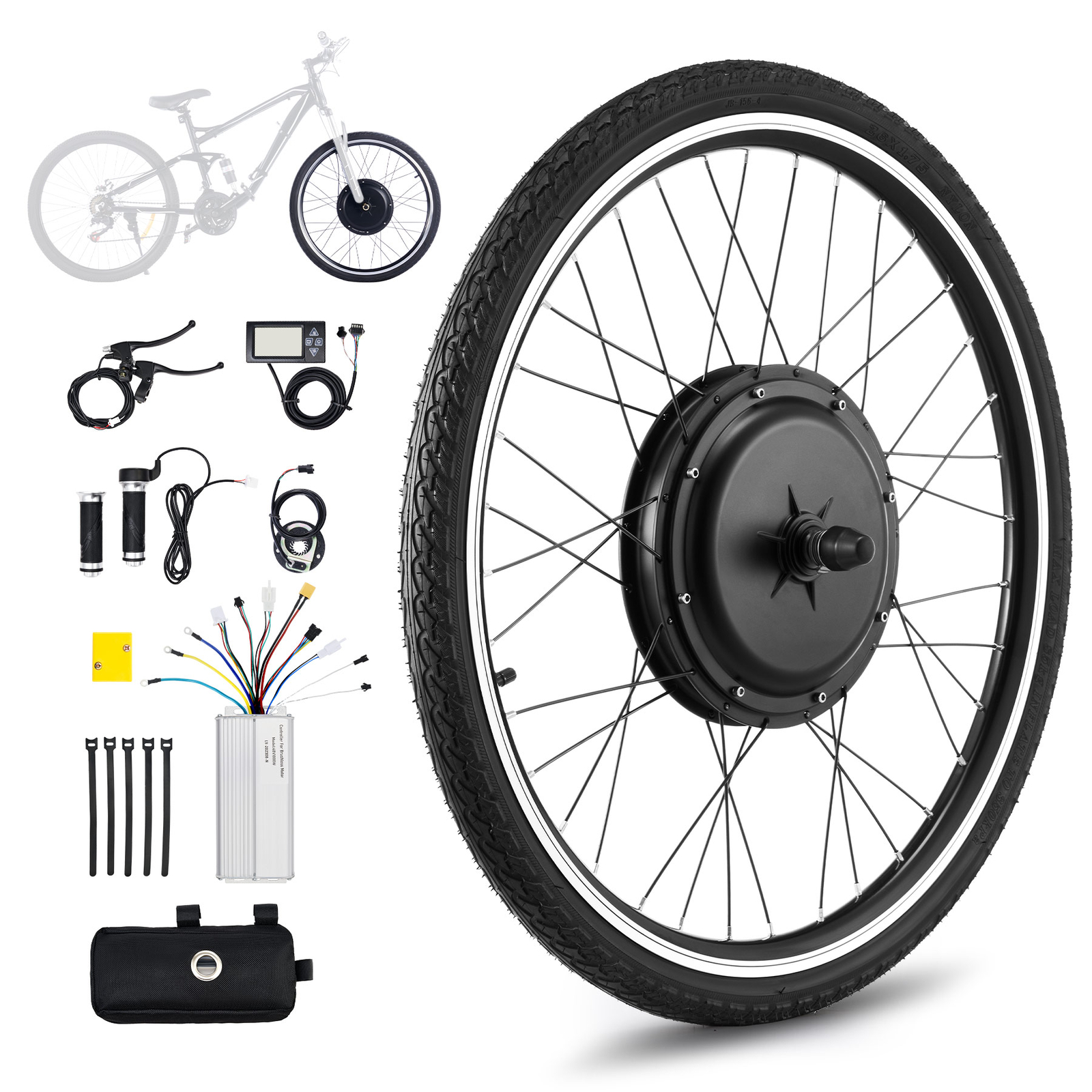 500W/1000W/1500W E Bike Conversion Kits Electric Bicycle Front/Rear Wheel Motor