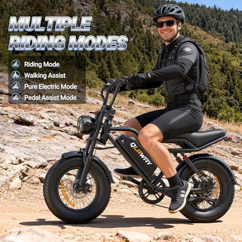 500W/750W Fat Tire Electric Dirt Bike for Adults  48V 13 5AH/18AH Removable Battery 16/20 Electric Motorcycle Ebikes with 31MPH Top Speed  40 70 Miles Range  Full Suspension