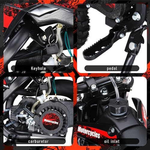 50cc 2 Stroke Pro Level Kids Dirt Bike   330LBS Heavy Duty Gas Motorcycle w/Hydraulic Disc Brakes & Suspension   25MPH Off Road Beast   CPC Motocross Bike with 3X Durable Alloy Frame