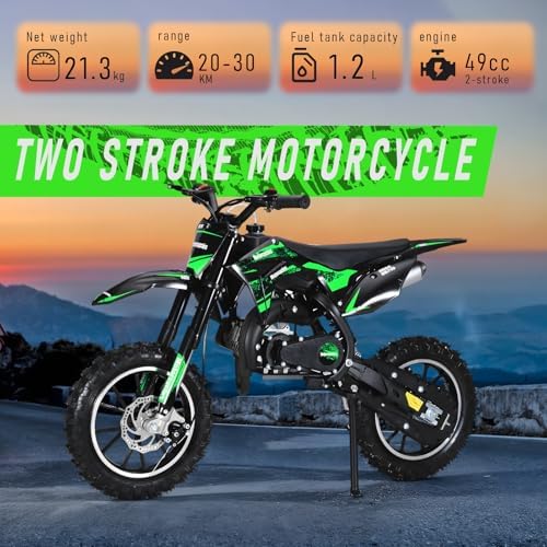 50cc 2 Stroke Pro Level Kids Dirt Bike   330LBS Heavy Duty Gas Motorcycle w/Hydraulic Disc Brakes & Suspension   25MPH Off Road Beast   CPC Motocross Bike with 3X Durable Alloy Frame