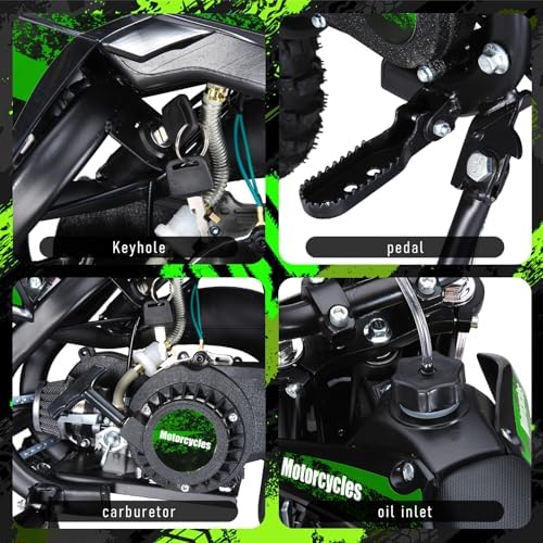 50cc 2 Stroke Pro Level Kids Dirt Bike   330LBS Heavy Duty Gas Motorcycle w/Hydraulic Disc Brakes & Suspension   25MPH Off Road Beast   CPC Motocross Bike with 3X Durable Alloy Frame