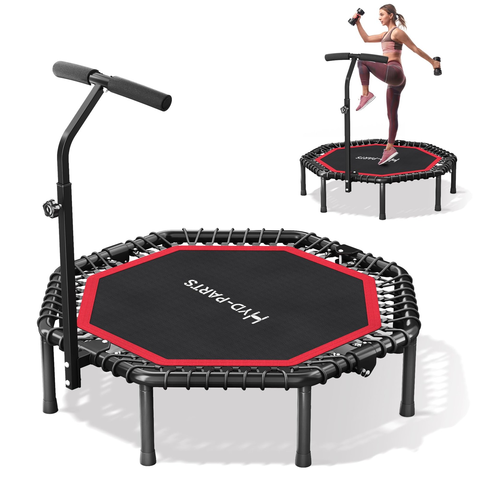 51" Octagonal Rebounder Trampoline for Adults  Fitness Rebounder with T Adjus   