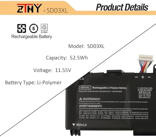 52 5Wh SD03XL Battery Replacement for HP Omen 15 2020 15 EK0000 / Omen 15 EN 15 EN0000 15 EK0013DX 15 EK0023DX 15 ek0025tx 15 ek0010TX 15 EN0013AX 15 EN0002LA L84357 AC1 L84392 005 L84394 005 11 55V
