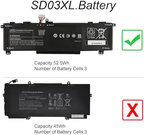 52 5Wh SD03XL Battery Replacement for HP Omen 15 2020 15 EK0000 / Omen 15 EN 15 EN0000 15 EK0013DX 15 EK0023DX 15 ek0025tx 15 ek0010TX 15 EN0013AX 15 EN0002LA L84357 AC1 L84392 005 L84394 005 11 55V