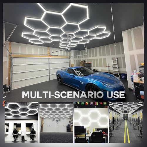 Luces LED Hexagonales de 58 luces, 14 luces hexagonales de panal de abeja, 68800 lúmenes, hexagonales, superbrillantes, para detalles de automóviles, techo, 688 W, luces LED para tienda, para almacén
