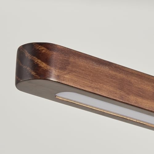 59IN Wood Linear Pendant Light LED Ceiling Pendant Lamp Modern Chandeliers for Dining Room Dimmable Pool Table Island Lights for Kitchen Dining Room Billiard Room Adjustable Height