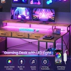 59" L Shaped Gaming Desk with 4 Drawers and LED Lights  Reversible Computer Desk