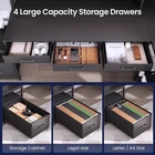 59" L Shaped Gaming Desk with 4 Drawers and LED Lights  Reversible Computer Desk