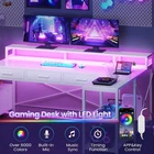 59" L Shaped Gaming Desk with 4 Drawers and LED Lights  Reversible Computer Desk