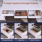 59" L Shaped Gaming Desk with 4 Drawers and LED Lights  Reversible Computer Desk