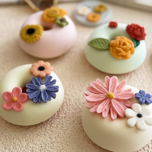 5Pcs Flower Silicone Molds Small Flower Chocolate Mold Daisy Rose Flowers Fondant Molds for Cake Cupcake Decorating Sunflower Leaves Polymer Clay Resin Mold Soap Ice Cube for Baking