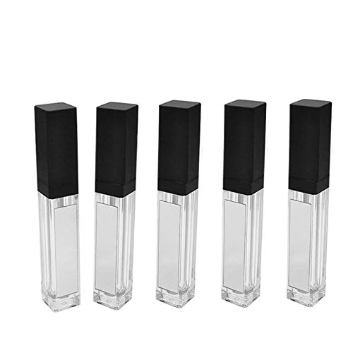 5 Pcs 7 5ml LED Light Lip Glaze Tubes with Mirrors Refillable Lip Gloss Bottles DIY Lip Balm Lipstick Tube Makeup Cosmetic Container for Woman Girl Black 