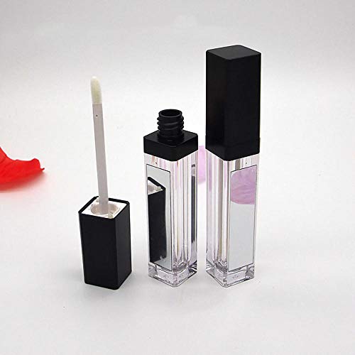 5 Pcs 7 5ml LED Light Lip Glaze Tubes with Mirrors Refillable Lip Gloss Bottles DIY Lip Balm Lipstick Tube Makeup Cosmetic Container for Woman Girl Black 