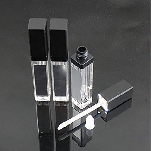 5 Pcs 7 5ml LED Light Lip Glaze Tubes with Mirrors Refillable Lip Gloss Bottles DIY Lip Balm Lipstick Tube Makeup Cosmetic Container for Woman Girl Black 