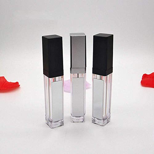 5 Pcs 7 5ml LED Light Lip Glaze Tubes with Mirrors Refillable Lip Gloss Bottles DIY Lip Balm Lipstick Tube Makeup Cosmetic Container for Woman Girl Black 