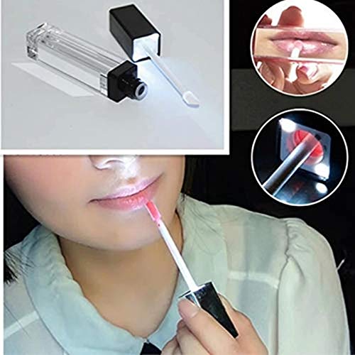 5 Pcs 7 5ml LED Light Lip Glaze Tubes with Mirrors Refillable Lip Gloss Bottles DIY Lip Balm Lipstick Tube Makeup Cosmetic Container for Woman Girl Black 