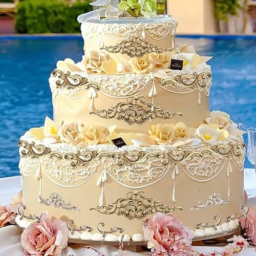 5 Pcs Baroque Silicone Molds Baroque Style Curlicues Scroll Lace Fondant Silicone Mold Scroll silicone Baroque Mold Relief Flower Lace Mould for Wedding Birthday Cake Decoration