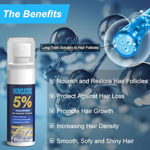 5  Minoxidil for Men and Women  Hair Growth Biotin Serum with Batana and Rosemary for Hair beard Regrowth Treatments  Extra Strength Hair Loss Solution to Regrow Thicker  2 02FL OZ