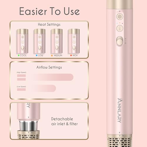 5 in 1 Ionic Hot Air Styler  1400W Powerful Hair Dryer Brush  Auto Wrap Curlers  Paddle Brush for Fast Drying  Volumizing with Travel & Storage Bag Compatible with Dyson Airwrap