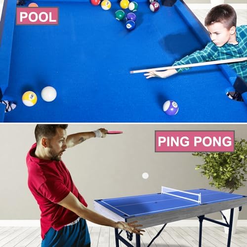 5in1 Multi fuction Games Table Folding Multi Game Combination Table Set with Ping Pong  Pool Billiards  Air Hockey  Bowling  and Shuffleboard for Indoor  Outdoor