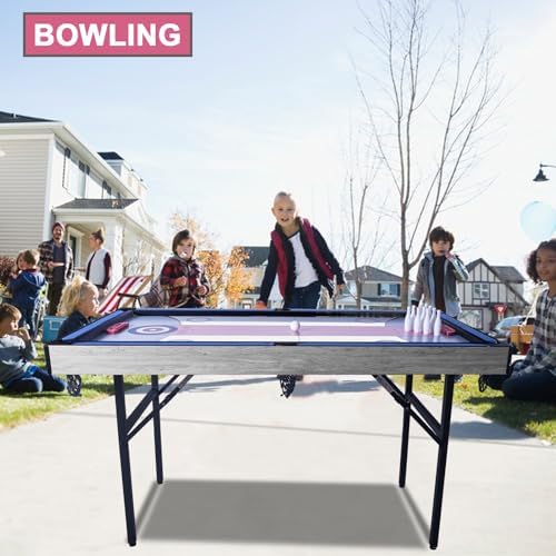 5in1 Multi fuction Games Table Folding Multi Game Combination Table Set with Ping Pong  Pool Billiards  Air Hockey  Bowling  and Shuffleboard for Indoor  Outdoor