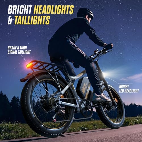 6000W Dual Motor Electric Bike for Adults Max 45MPH Up to 100 Miles Range 60V 20Ah Removable Battery with 24/26 Fat Tire Ebike for Men Women Full Suspension E Bike for All Terrain PU2