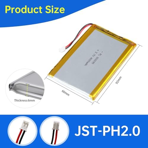 606090 3 7V Lipo Battery 4000mAh 606090 Rechargeable Lithium Polymer Battery Pack with JST PH2 0mm Connector for Electronic Device