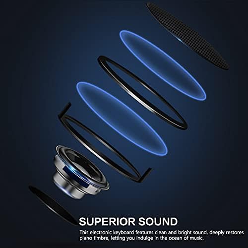 61 Key Portable Electronic Keyboard Piano w/Lighted Full Size Keys  LCD  Headphones  X Stand  Stool  Music Rest  Microphone  Note Stickers  Built In Speakers 3 Teaching Modes