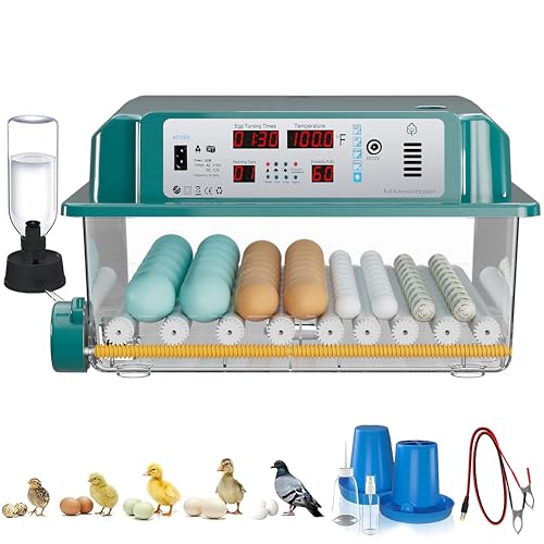 64 Egg Incubators for Hatching Eggs Incubator with Automatic Egg Turning and Humidity Chicken Incubator with 5 Automatic Incubate Mode Poultry Egg Incubator with Incubate Day Counter and Egg Candler