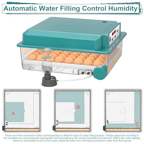 64 Egg Incubators for Hatching Eggs Incubator with Automatic Egg Turning and Humidity Chicken Incubator with 5 Automatic Incubate Mode Poultry Egg Incubator with Incubate Day Counter and Egg Candler