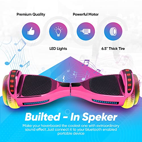 6 5  Self Balancing Scooters for Kids Ages 6 12  Bluetooth Hoover Board with Tunnel Light Style Wheels & Non Slip Footpads  UL2272 Safety Certified