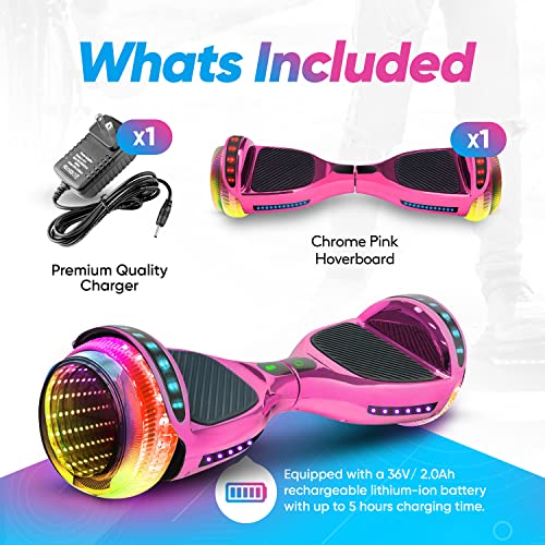 6 5  Self Balancing Scooters for Kids Ages 6 12  Bluetooth Hoover Board with Tunnel Light Style Wheels & Non Slip Footpads  UL2272 Safety Certified
