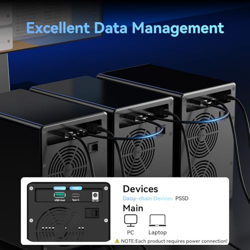 Bay Hard Drive Enclosure with Cooling Fan for 2 5 /3 5 SATA HDD/SSD with USB A/C 3 2 Gen 2  Support Hot Swappable  Daisy Chain Expansion  Tool Free HDD Enclosure  DAS NO RAID/NAS