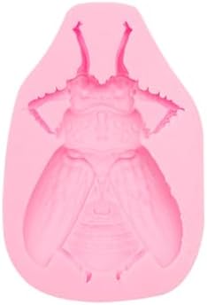 6 Pcs Silicone Mold Set  Nature Theme with Beetles  Mushrooms  Citrus  Strawberry and Leaves  Pink