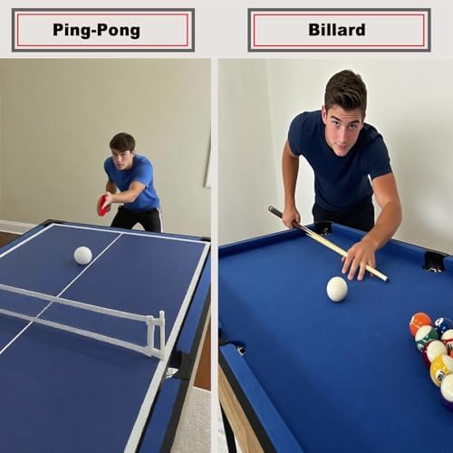 6 in 1 Multi Game Table Folding Pool Table  Billiard  Hockey  Table Tennis  Bowling  Shuffle Board and Tic Tac Toe with All Accessories