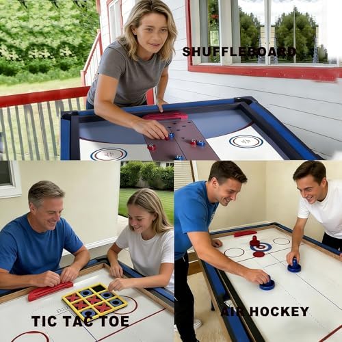 6 in 1 Multi Game Table Folding Pool Table  Billiard  Hockey  Table Tennis  Bowling  Shuffle Board and Tic Tac Toe with All Accessories