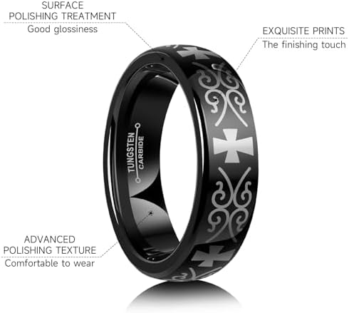 6mm 8mm Silver/14K Gold/Black Tungsten Carbide Mens Fashion Wedding Ring Suitable for Daily Wear Sizes 7 to 13