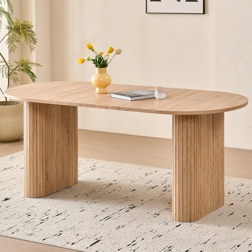 70 8 Oval Table for 4 6 Person  Modern Farmhouse Kitchen Dinner Table for Living Receiption Room  Natural