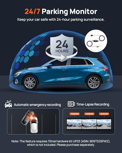 70mai 2 7K Dash Cam Front A500S  1944P Dash Camera for Cars with Sony IMX335  Dashcam Built in WiFi GPS  Optional Rear Dashcam  ADAS  2 IPS LCD Screen  24H Parking Mode  WDR  Super Night Vision