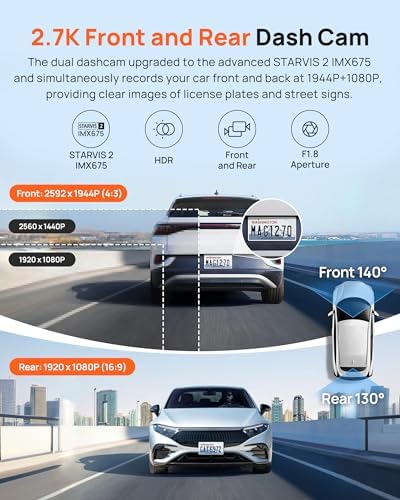 70mai 2 7K Dash Cam Front A500S  1944P Dash Camera for Cars with Sony IMX335  Dashcam Built in WiFi GPS  Optional Rear Dashcam  ADAS  2 IPS LCD Screen  24H Parking Mode  WDR  Super Night Vision